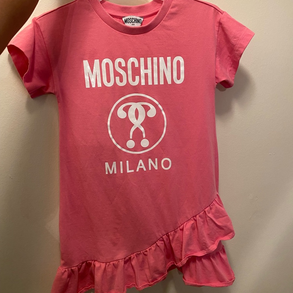 Moschino Girls Dress - Pink Cotton Logo Dress